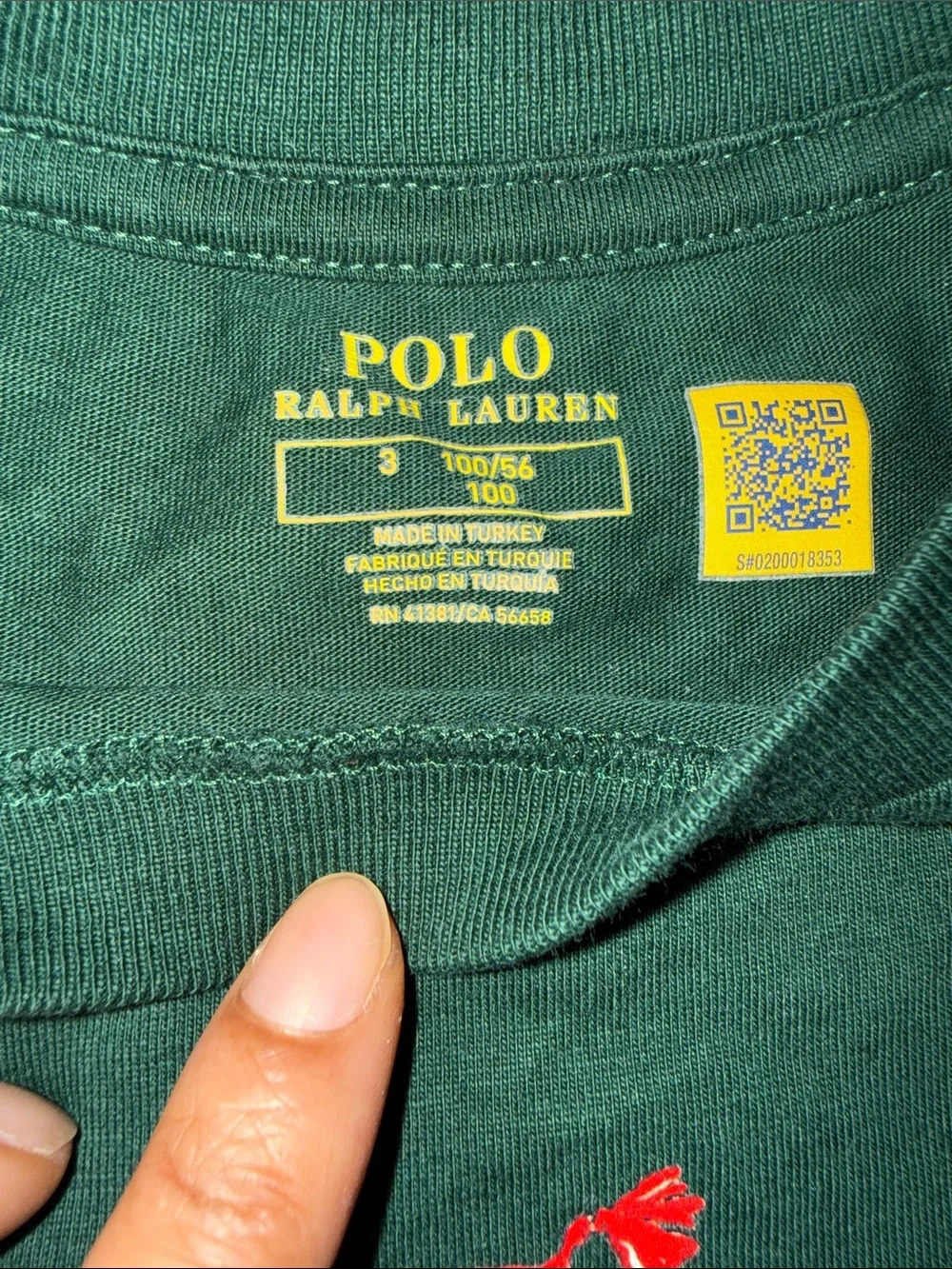 Ralph Lauren Kids Polo Bear Long-Sleeve Tee - Forest Green with Red Bear Graphic